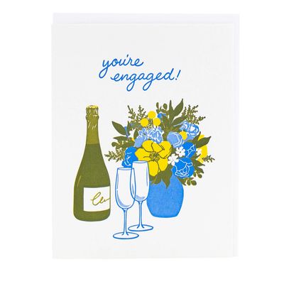 Champagne Toast Letterpress Card