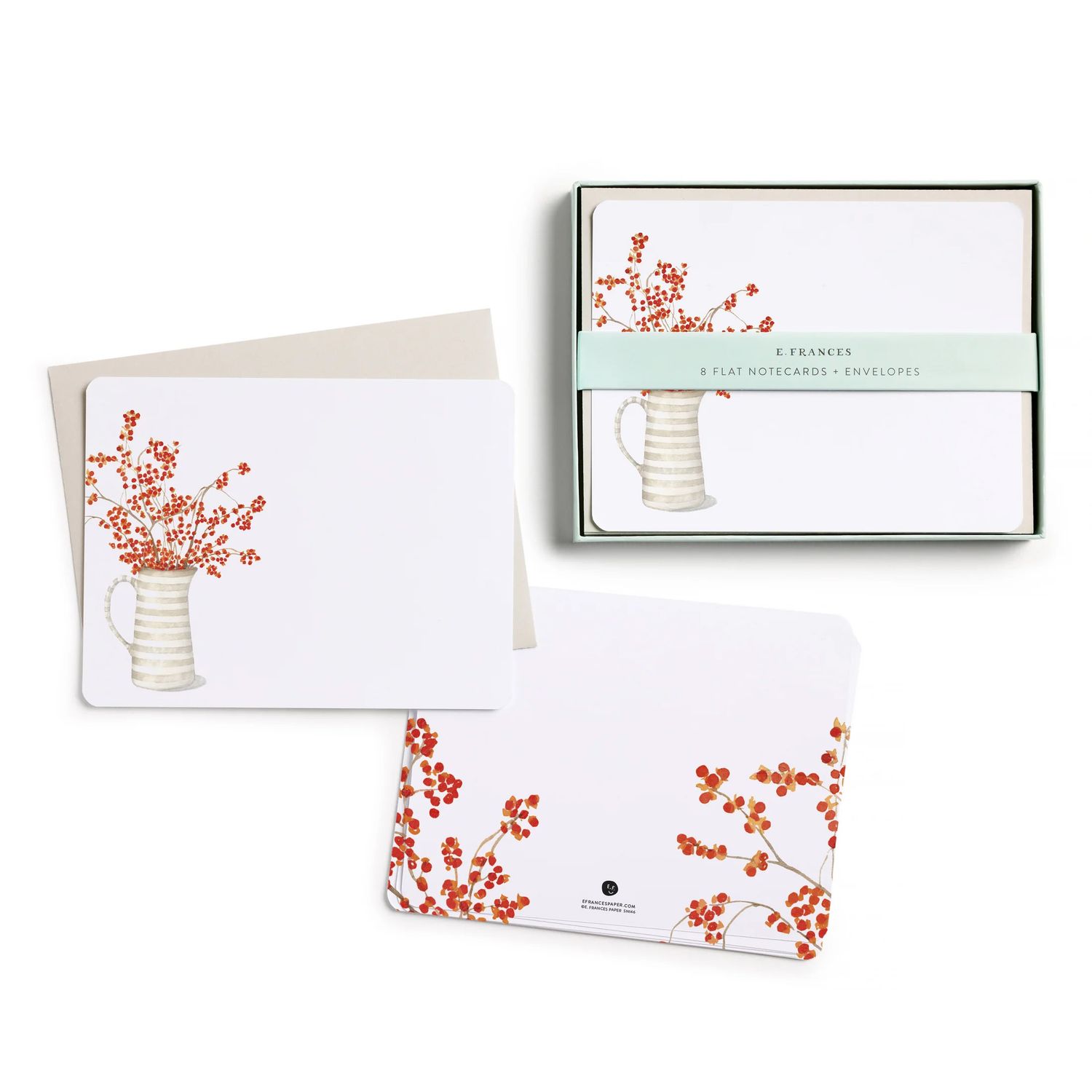 E. Frances Autumn Berry Pitcher Flat Notes - Set of 8
