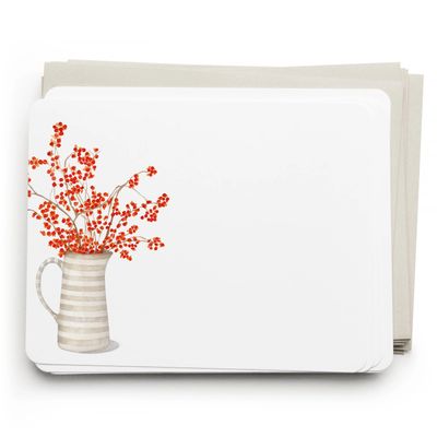 Autumn Berry Pitcher Flat Notes - Set of 8