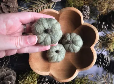 Felted Wool Mini Pumpkin Green