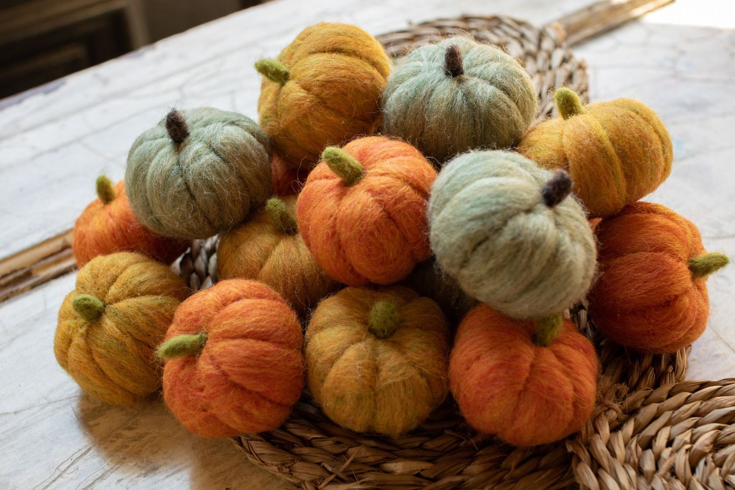 Felted Wool Mini Pumpkin Orange
