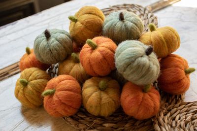 Felted Wool Mini Pumpkin Orange