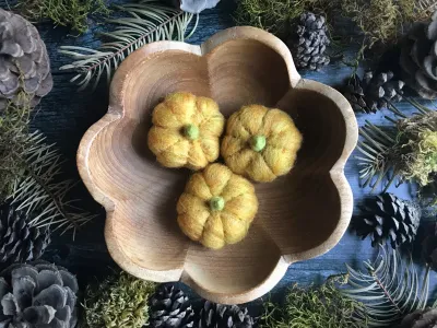 Felted Mini Pumpkin Yellow
