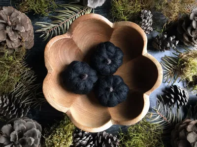 Felted Mini Pumpkin Black