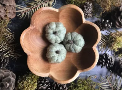 Felted Wool Mini Pumpkin Green