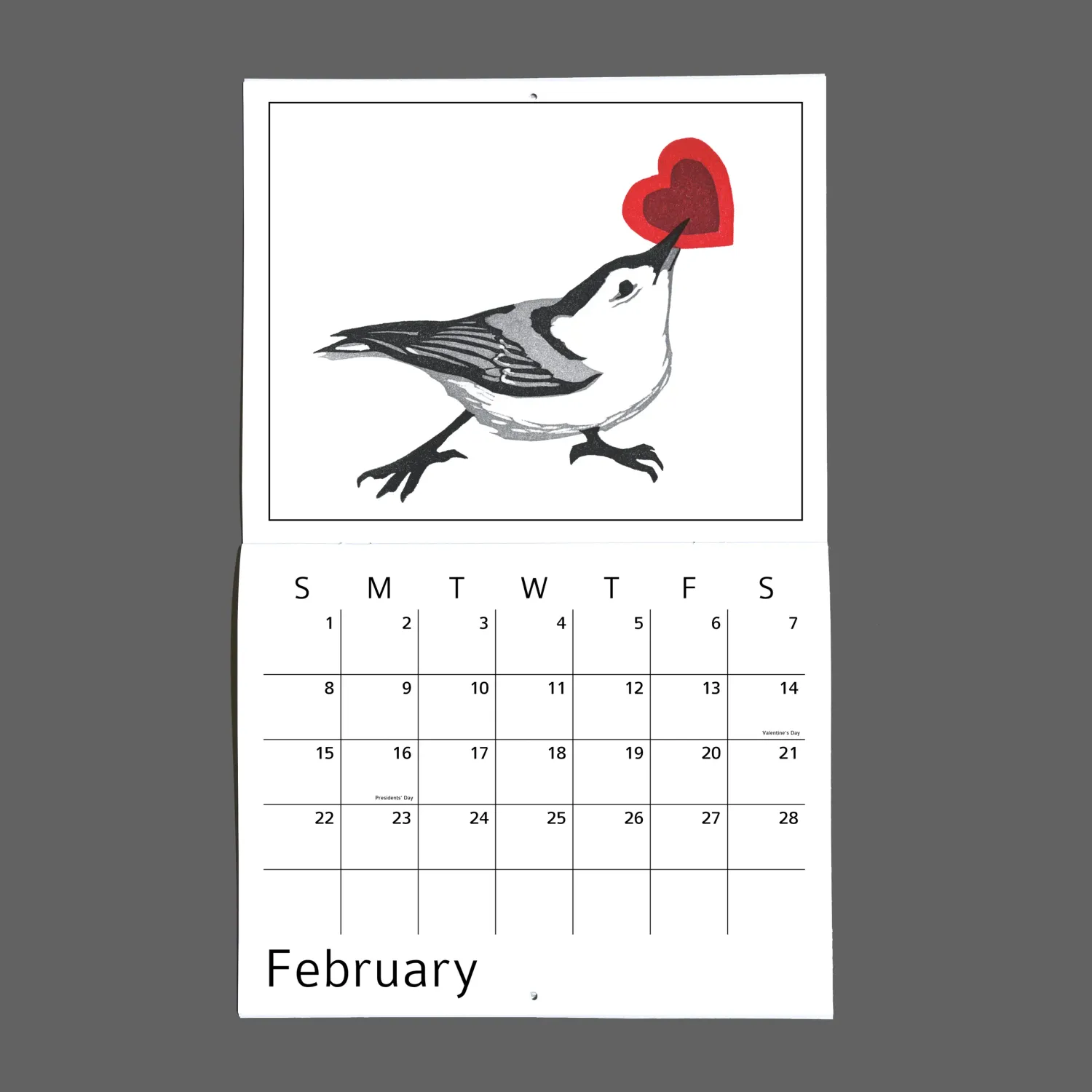 Twelve Birds in the Neighborhood for 2026 Hanging Wall Calendar