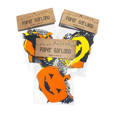 Pumpkin &amp; Bat Halloween Paper Garland