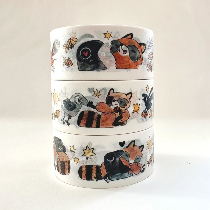Raccoons and Crows Washi Tape