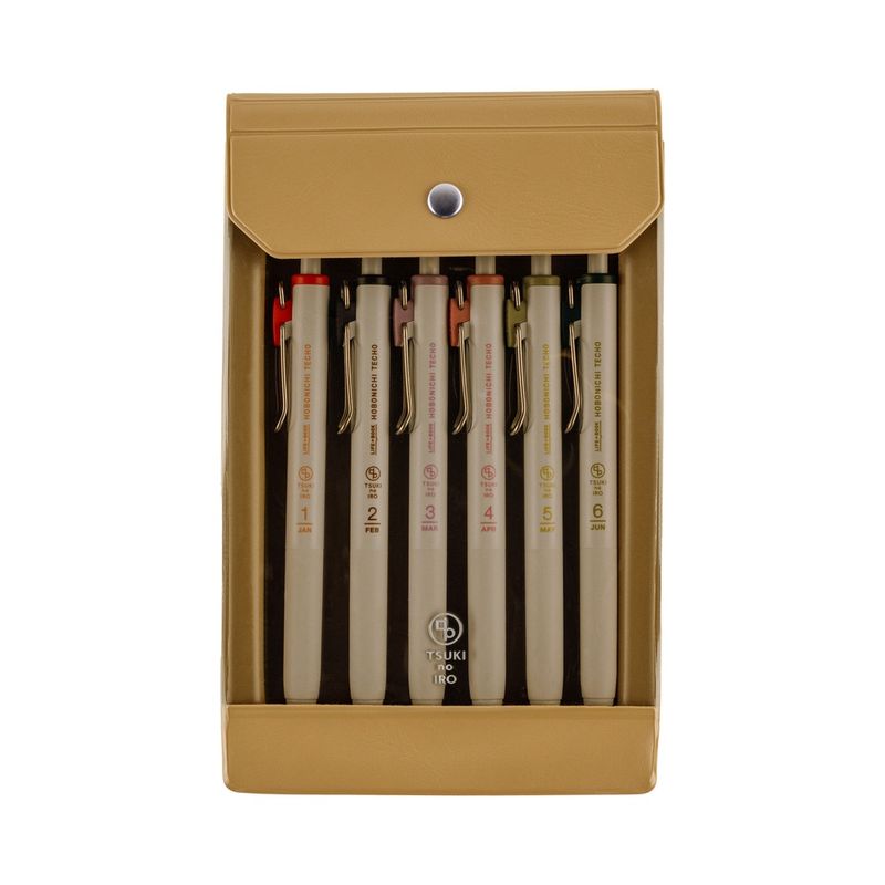 Hobonichi Uniball One Pens - TSUKI no IRO: January - June Set with Case