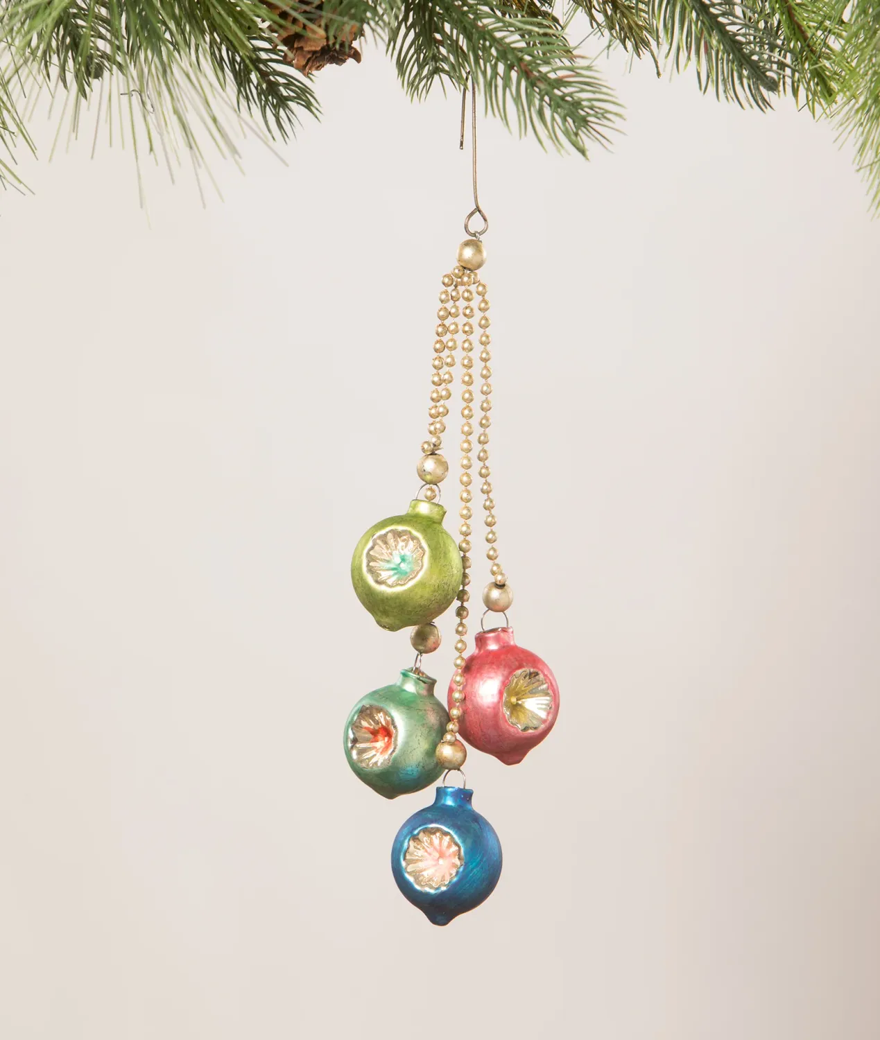 Colorful Silver and Glass Dangle Bauble Ornament