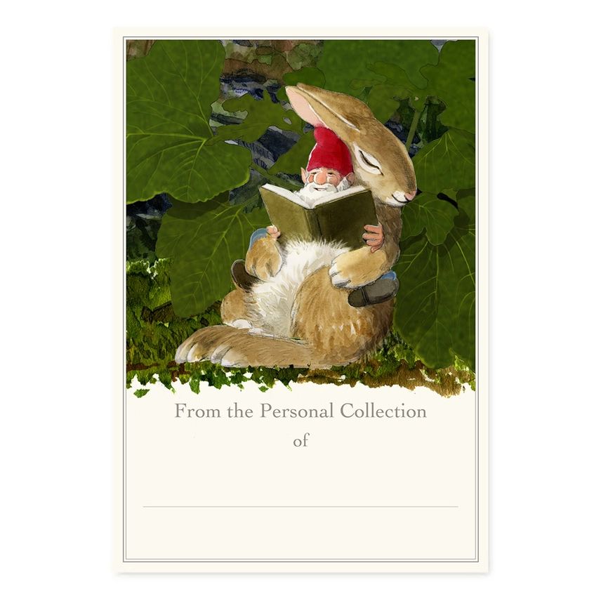 Gnome and Rabbit Large Bookplates - Set of 5