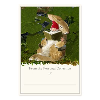 Gnome and Rabbit Large Bookplates - Set of 5