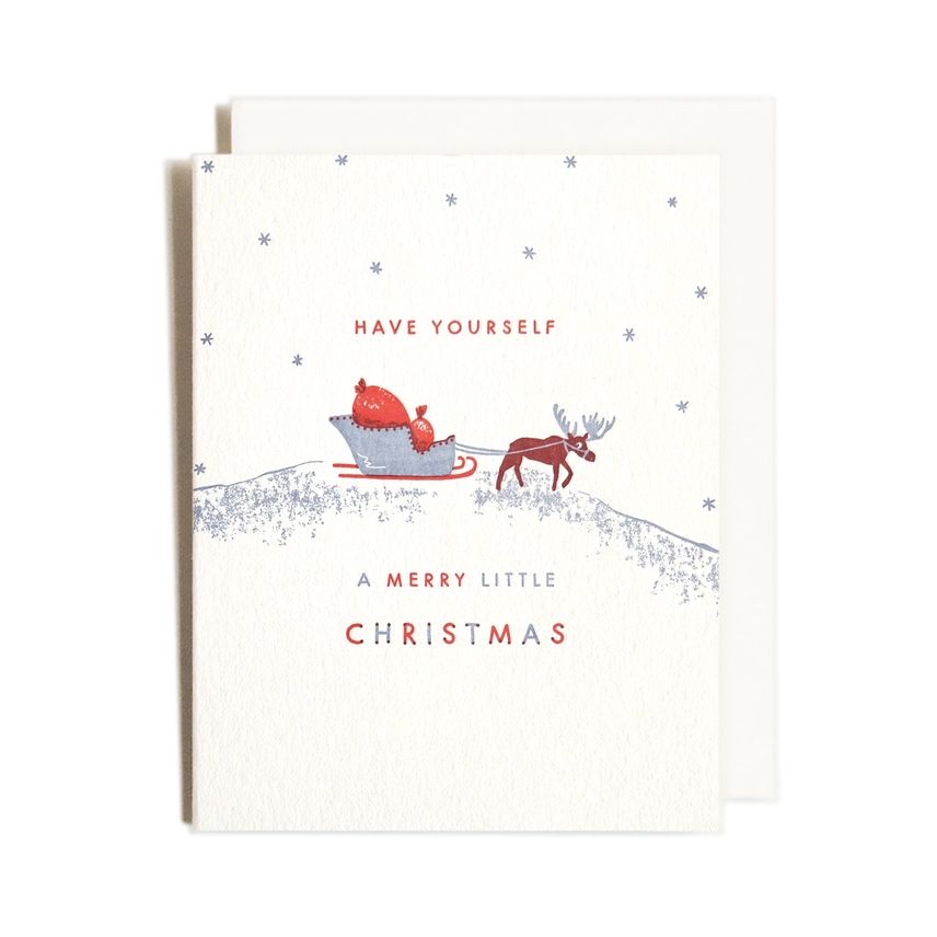Little Christmas Moose Letterpress Card
