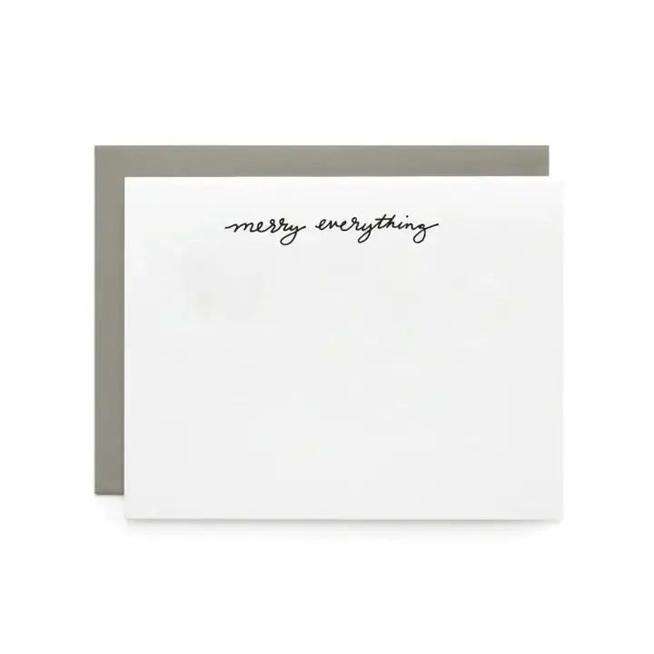 Merry Everything Letterpress Flat Note Cards Set of 8