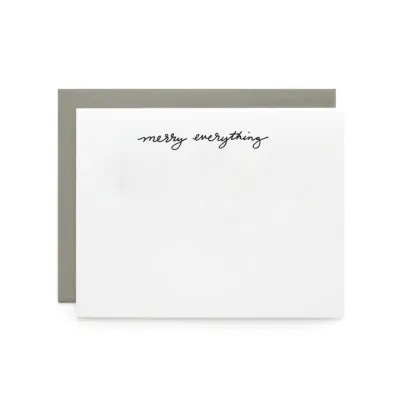 Merry Everything Letterpress Flat Note Cards (box of 8)