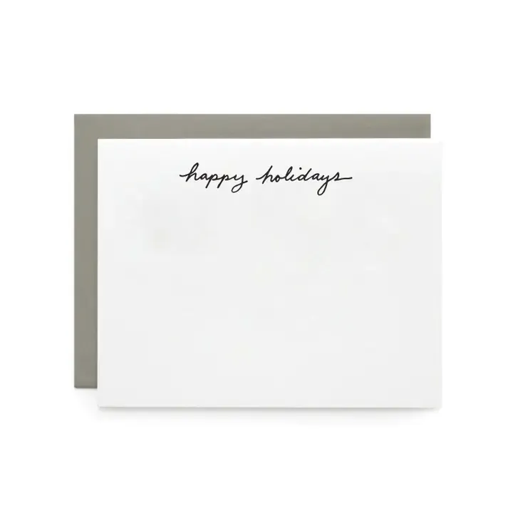 Happy Holidays Letterpress Flat Note Cards Set of 8