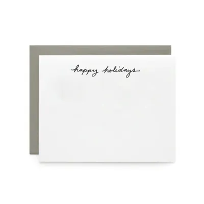 Happy Holidays Letterpress Flat Note Cards (box of 8)