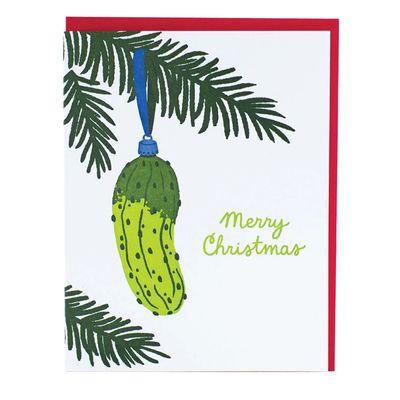 Pickle Ornament Letterpress Christmas Card