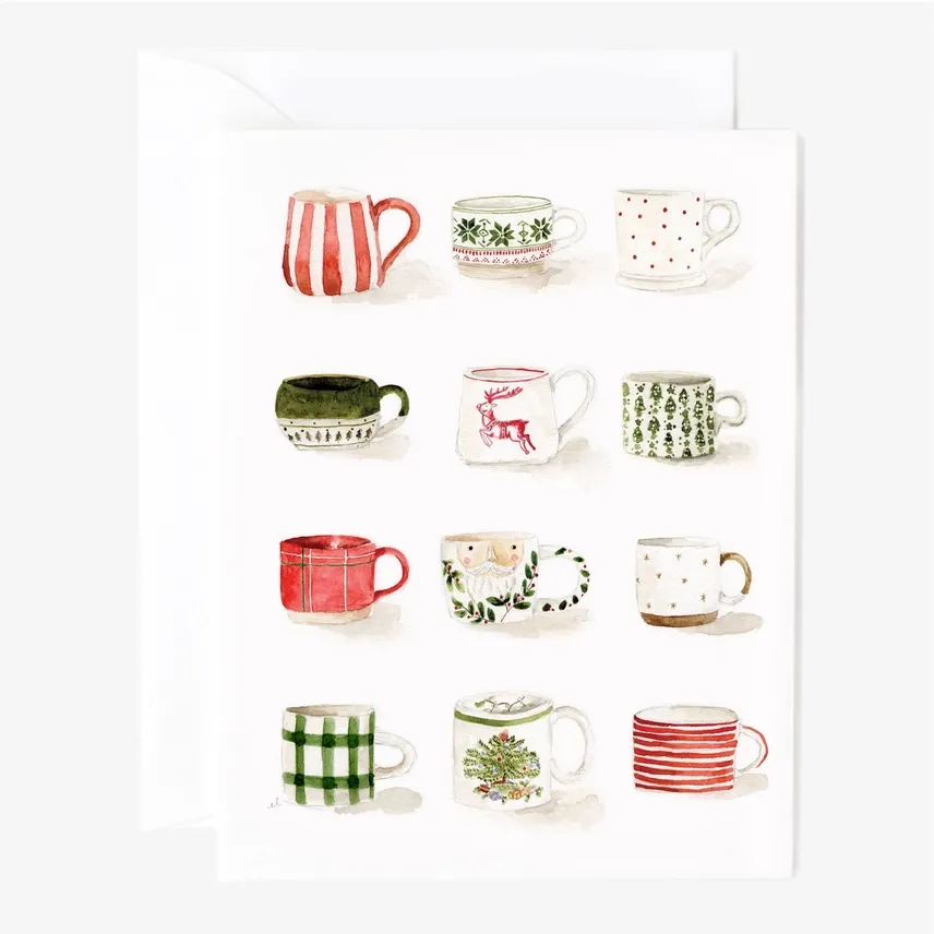 Emily Lex - Christmas Mugs Folded Notecards - Box of 8