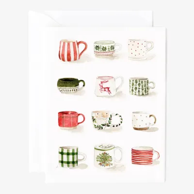 Emily Lex - Christmas Mugs Folded Notecards - Box of 8