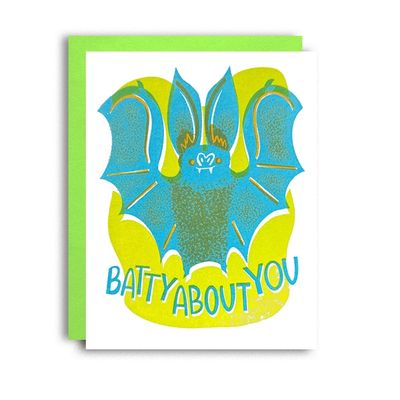 Batty About You Spooky Risograph Card