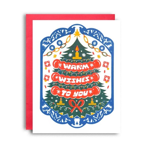 Warm Wishes Risograph Holiday Card
