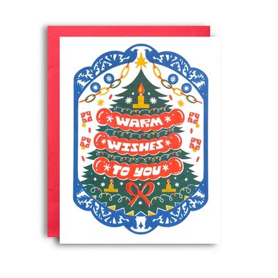 Warm Wishes Risograph Holiday Card
