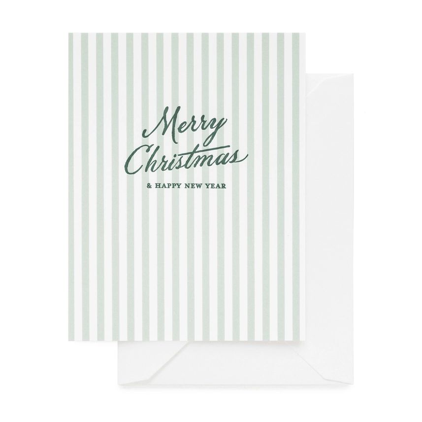 Merry Christmas Stripes Letterpress Card