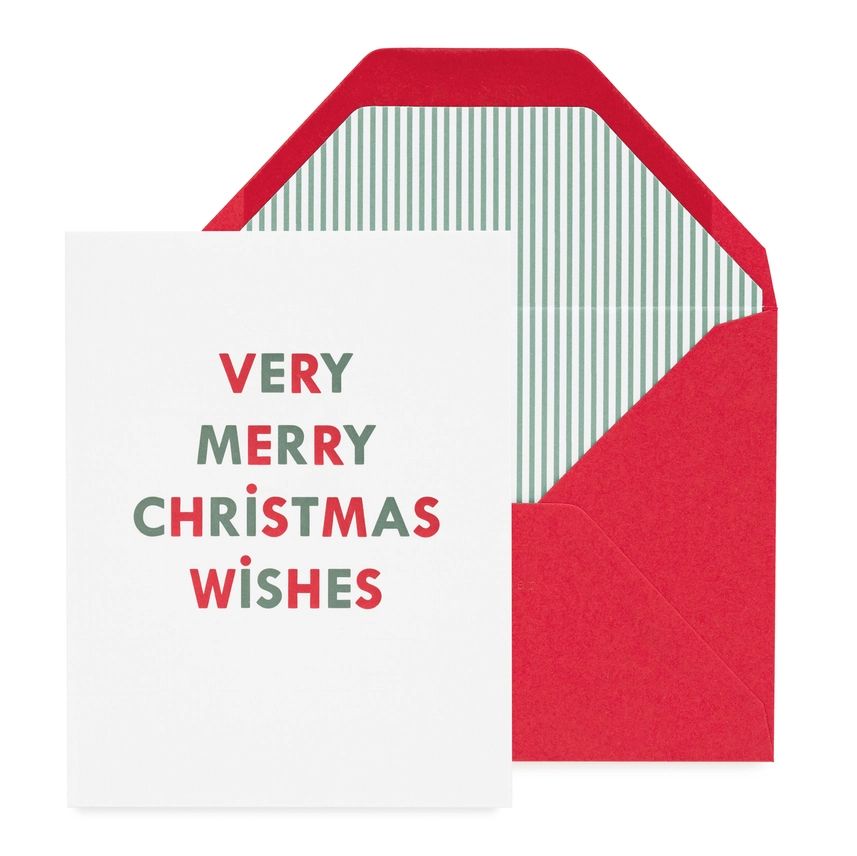 Very Merry Christmas Wishes Letterpress Card