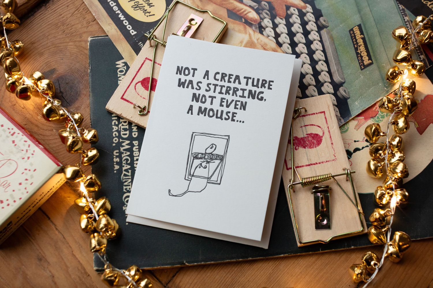 Mousetrap Christmas Letterpress Folded Card