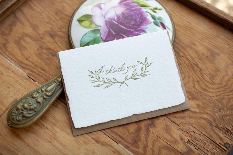 Branches Handmade Paper Letterpress Thank You Card