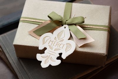 Merci Cream Fleur Letterpress Gift Tags - Pack of 6