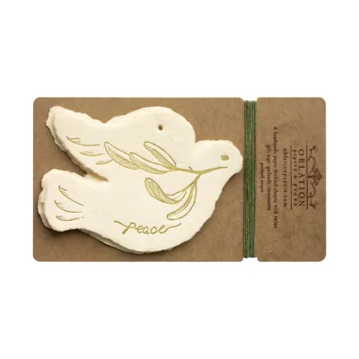 Peace Cream Dove Letterpress Gift Tags - Pack of 6