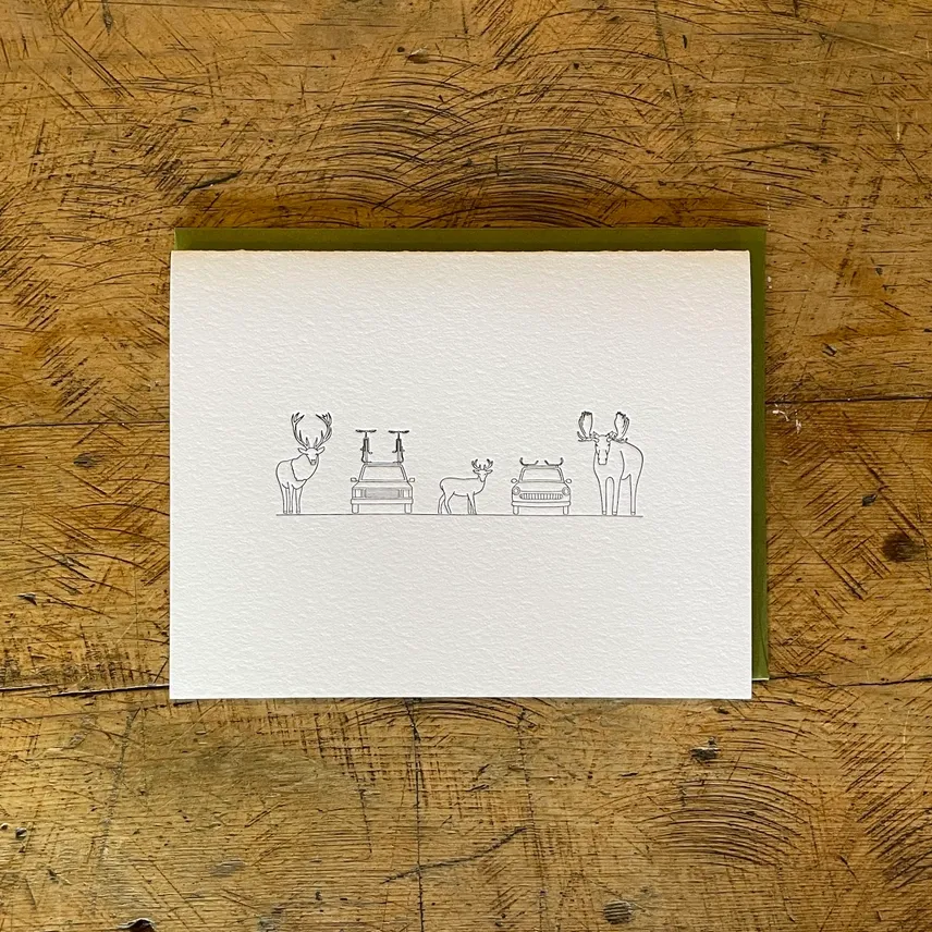 Antlers Holiday Letterpress Folded Card