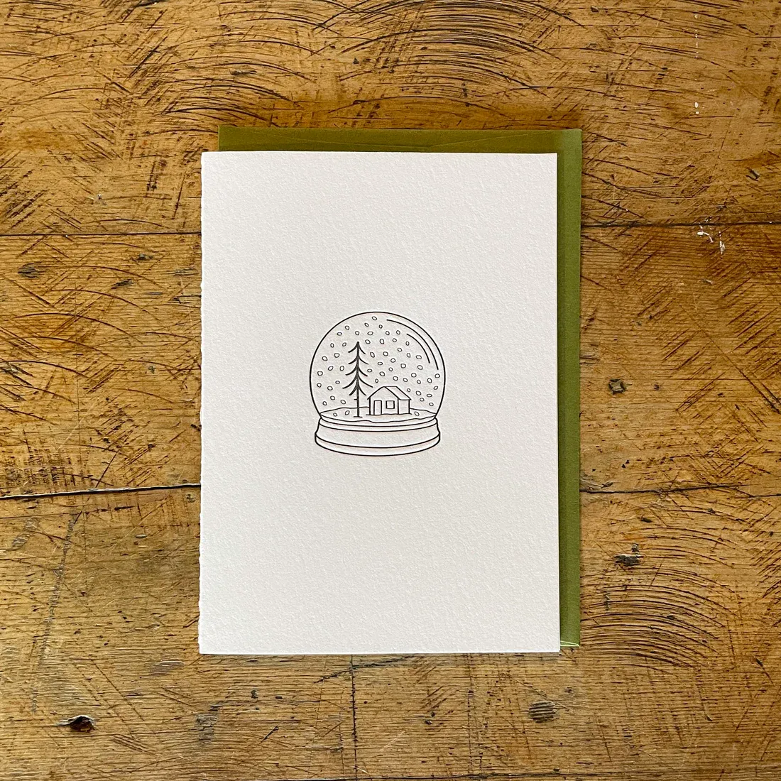 Snow Globe Letterpress Holiday Folding Card