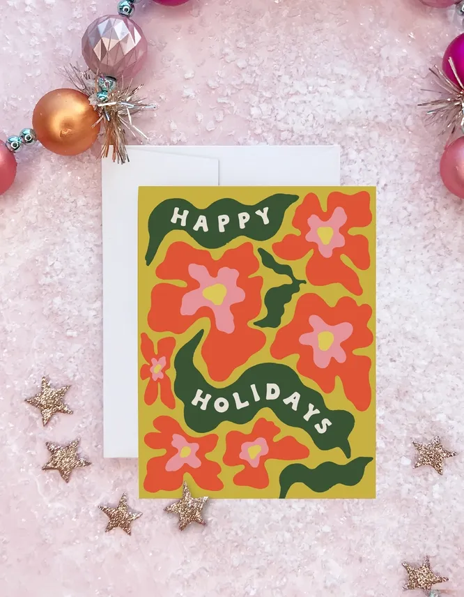 Trippy Poinsettia Holiday Folding Card