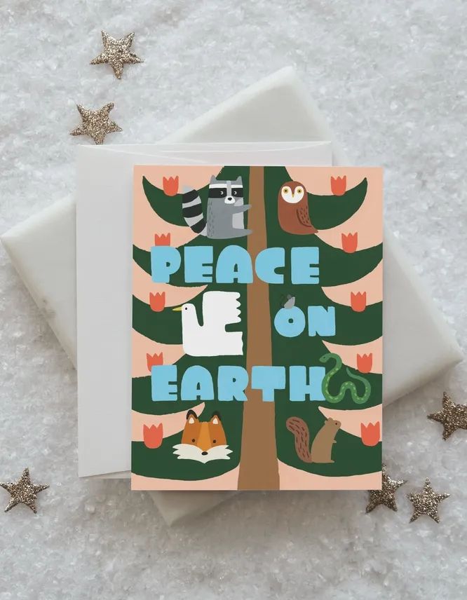 Peace on Earth Animal Kingdom Holiday Folding Card