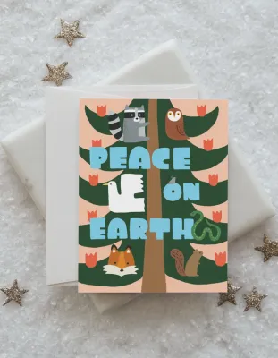 Peace on Earth Animal Kingdom Holiday Folding Card