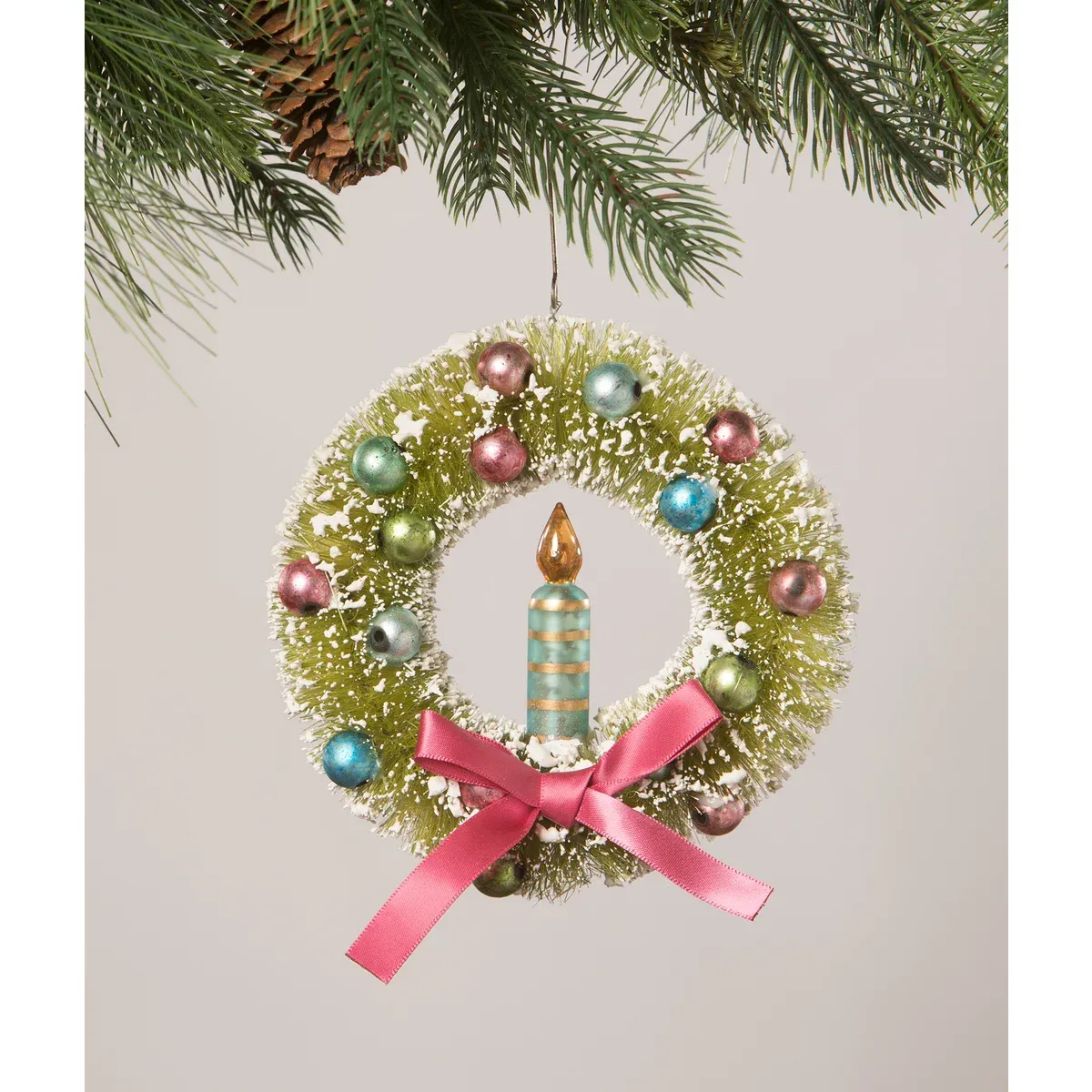Brights Candle and Wreath Ornament