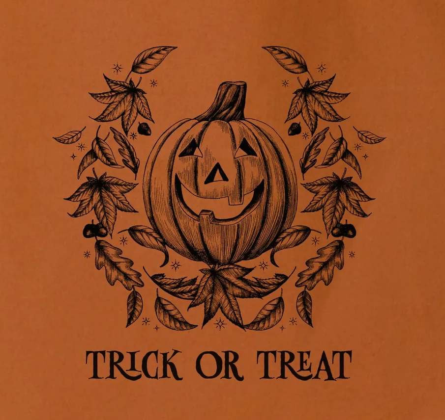 Halloween Pumpkin &amp; Fall Leaves Trick or Treat Tote Bag