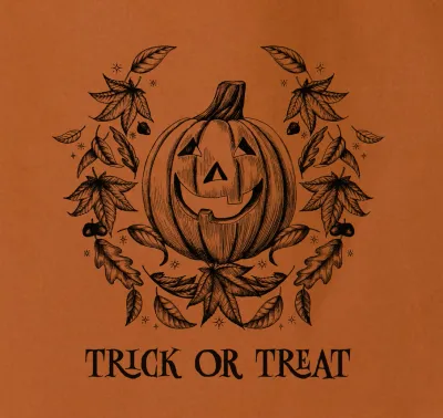 Halloween Pumpkin &amp; Fall Leaves Trick or Treat Tote Bag