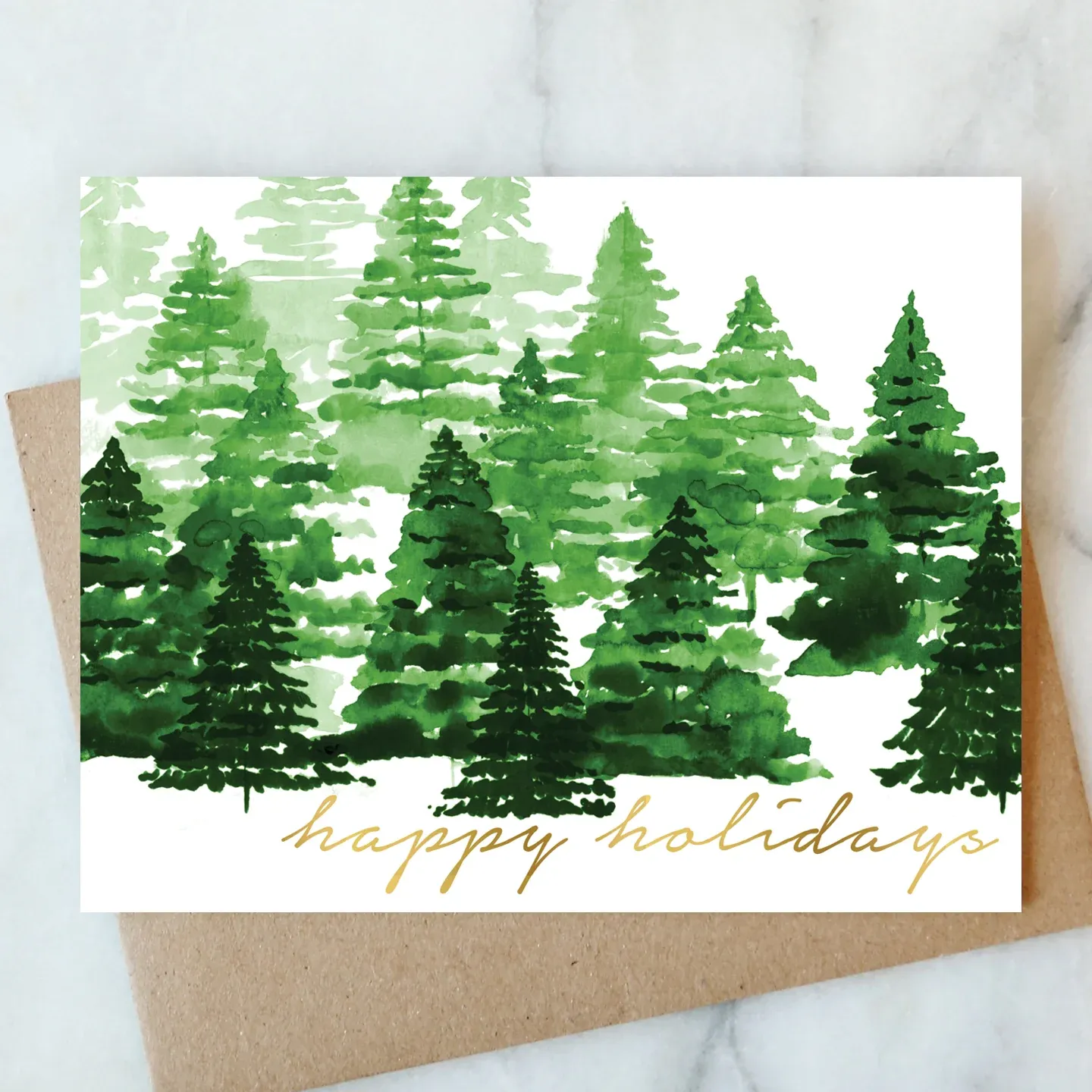 Happy Holiday Trees Folded Cards (Set of 6)