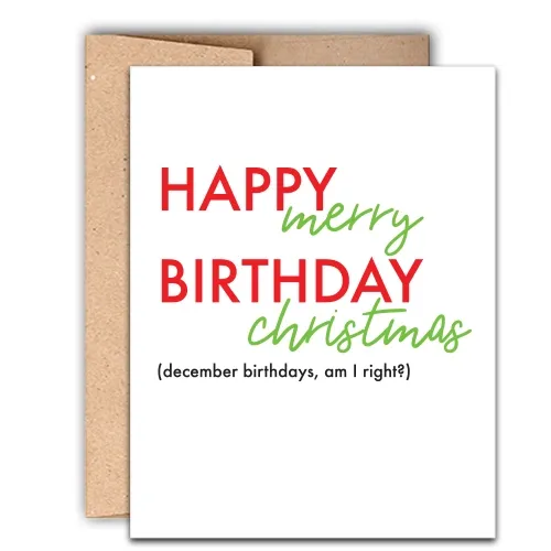 Happy Merry Birthday Christmas Holiday Card