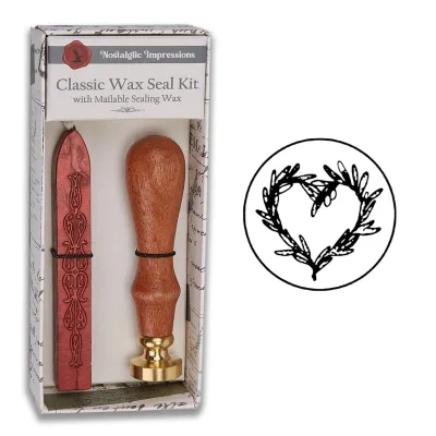 Nature Inspired Wood Handle Wax Seal Kit - Branch Heart