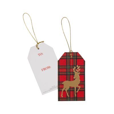 Royal Plaid Reindeer Gift Tags - Pack of 4
