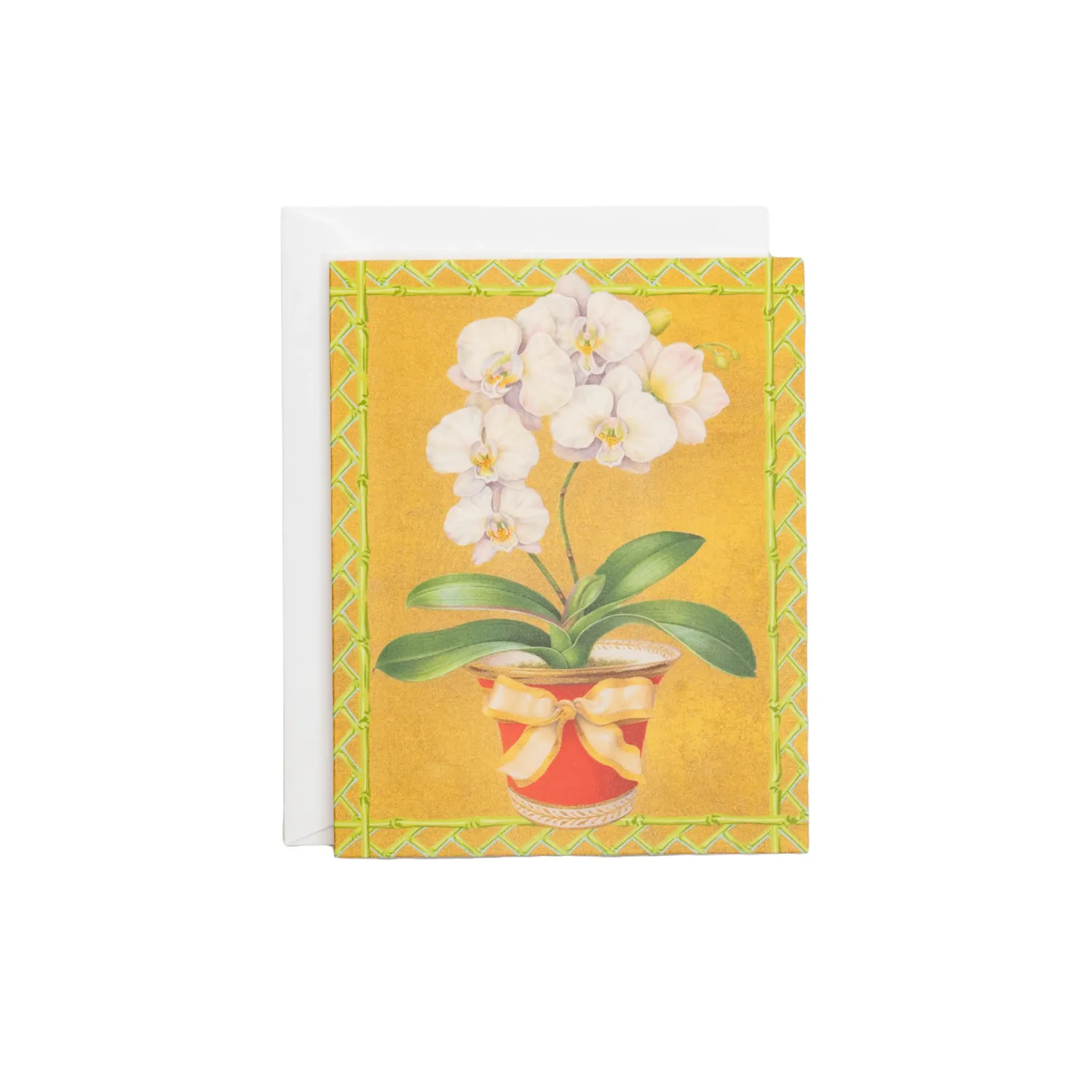 White Orchid In Red Pot Holiday Cards (box of 15)