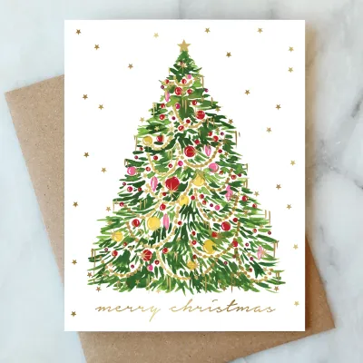 Tinsel Christmas Tree Holiday Cards (box of 6)