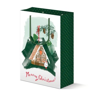 Gingerbread Birdhouse Christmas Gift Bag