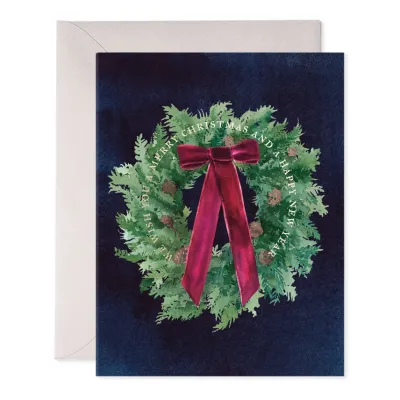 Velvet Bow Wreath Holiday Greeting Cards (box of 6)