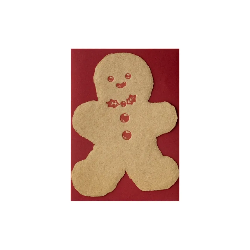 Gingerbread Man Letterpress Flat Note Card
